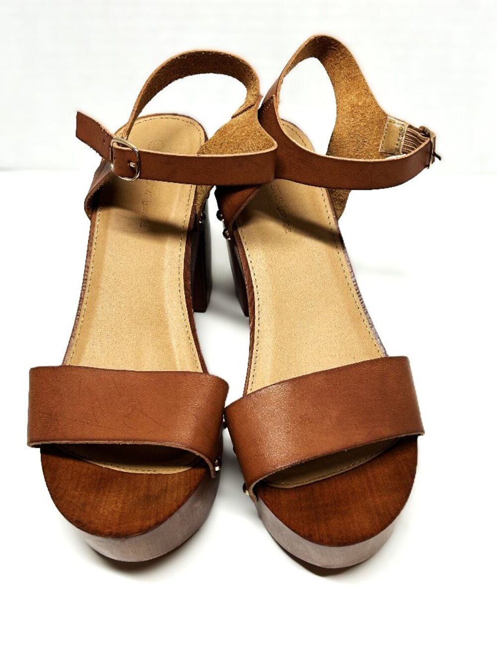 Light brown heeled sandals by Wild Diva Lounge in size 9